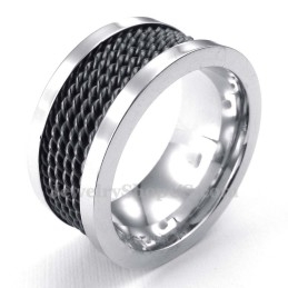 Anillo De Titanio Con Alambre Negro