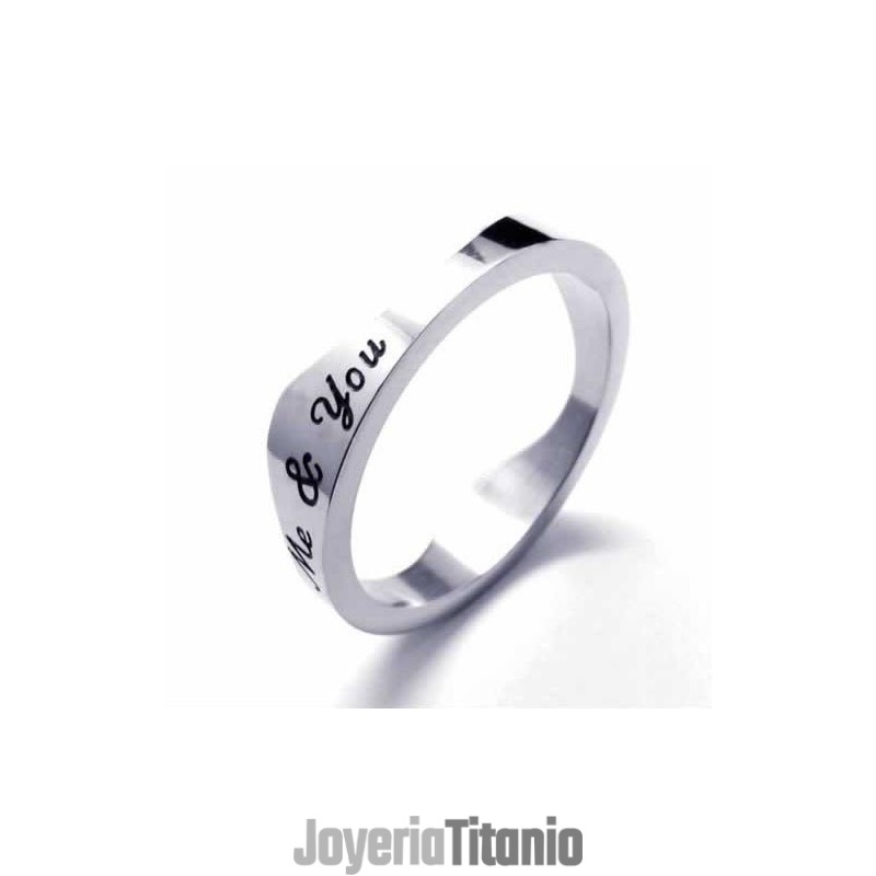 Anillo De Titanio Con Ondas You & Me De 5 Mm