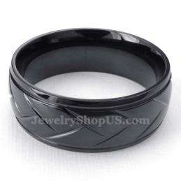 Anillo De Titanio Con Flor De Hacha Negra