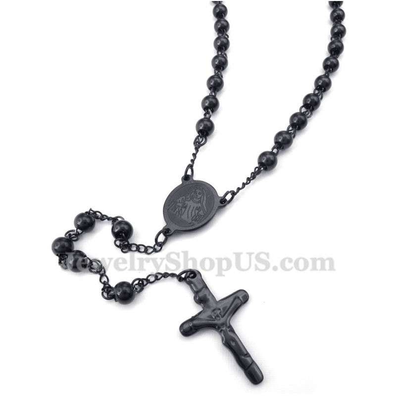 Collar Con Colgante De Jesús En Titanio Color Negro Collar Con Colgante De Jesús En Titanio Color Negro
