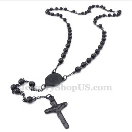 Collar Con Colgante De Jesús En Titanio Color Negro