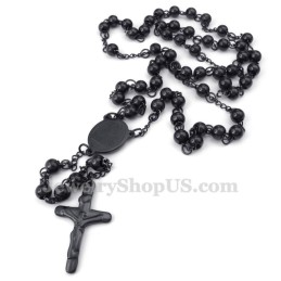 Collar Con Colgante De Jesús En Titanio Color Negro
