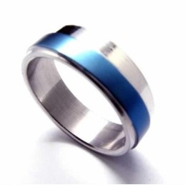 Anillo De Titanio Azul De 6 Mm Para Hombre