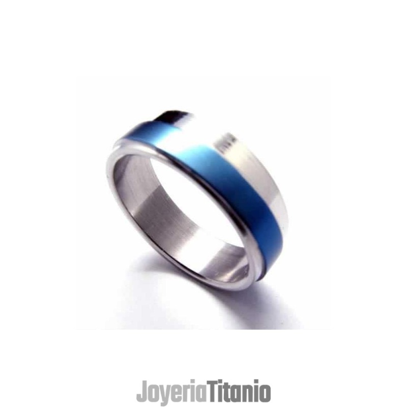 Anillo De Titanio Azul De 6 Mm Para Hombre