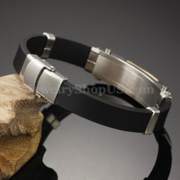 Pulsera De Titanio Con Circonita Dorada Para Hombre C934
