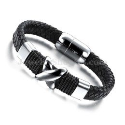 Pulsera De Cuero Y Titanio Para Hombre C902