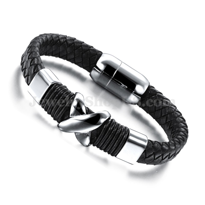 Pulsera De Cuero Y Titanio Para Hombre C902 Pulsera De Cuero Y Titanio Para Hombre C902