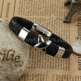 Pulsera De Cuero Y Titanio Para Hombre C902