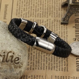 Pulsera De Cuero Y Titanio Para Hombre C902