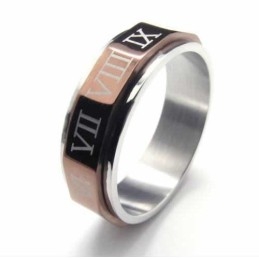 Anillo De Titanio De 7 Mm Con Números Romanos Para Hombre
