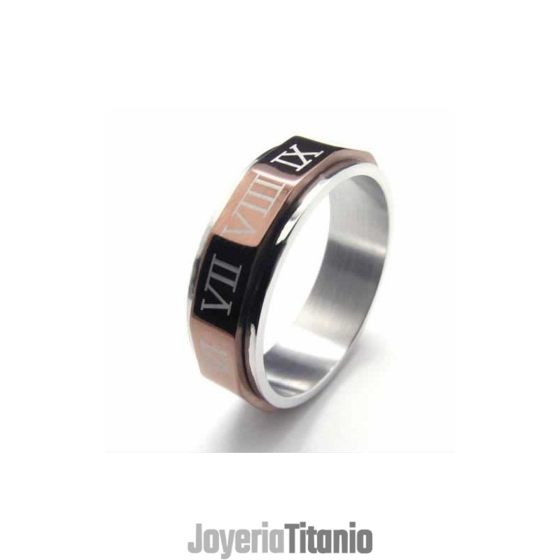 Anillo De Titanio De 7 Mm Con Números Romanos Para Hombre