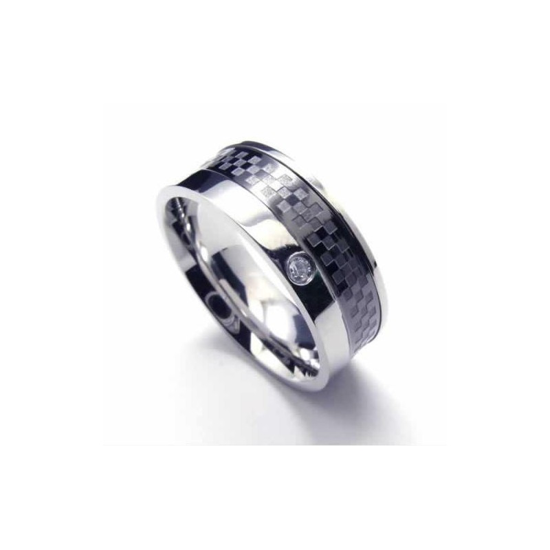 Anillo De Corte De Titanio Con Incrustaciones De Diamantes De 8 Mm Anillo De Corte De Titanio Con Incrustaciones De Diamantes De 8 Mm