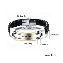 Pulsera Cruzada De Cuero Y Titanio Para Hombre C918
