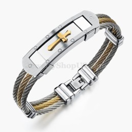 Pulsera Clásica De Titanio Con Cruz Para Hombre C782
