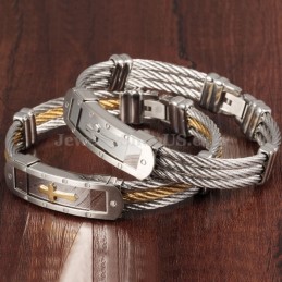 Pulsera Clásica De Titanio Con Cruz Para Hombre C782