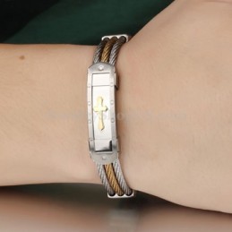 Pulsera Clásica De Titanio Con Cruz Para Hombre C782