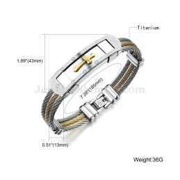 Pulsera Clásica De Titanio Con Cruz Para Hombre C782