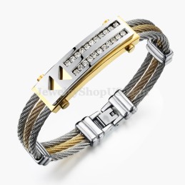 Pulsera De Titanio Y Circonita Para Hombre C783