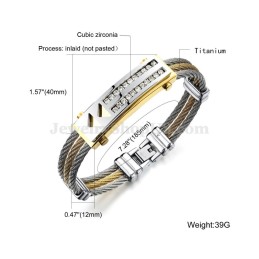 Pulsera De Titanio Y Circonita Para Hombre C783