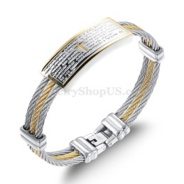 Pulsera De Titanio Con Cruz De Oro Y Plata Para Hombre C759