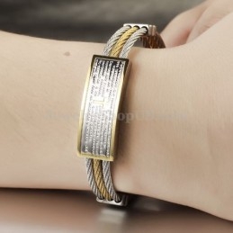 Pulsera De Titanio Con Cruz De Oro Y Plata Para Hombre C759