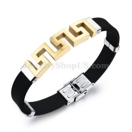 Pulsera De Titanio Y Oro Hueco Para Hombre C996
