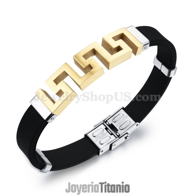 Pulsera De Titanio Y Oro Hueco Para Hombre C996 Pulsera De Titanio Y Oro Hueco Para Hombre C996