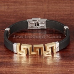 Pulsera De Titanio Y Oro Hueco Para Hombre C996