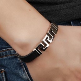 Pulsera De Titanio Y Oro Hueco Para Hombre C996