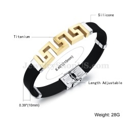 Pulsera De Titanio Y Oro Hueco Para Hombre C996