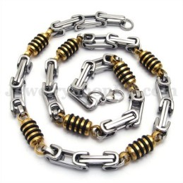 Cadena De Collar De Titanio Para Hombre, De Plata Y Oro