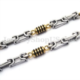 Cadena De Collar De Titanio Para Hombre, De Plata Y Oro