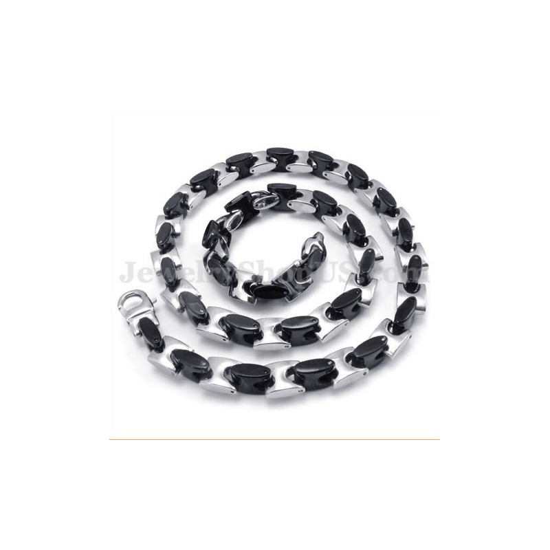 Impresionante Cadena De Titanio Negra Para Hombre