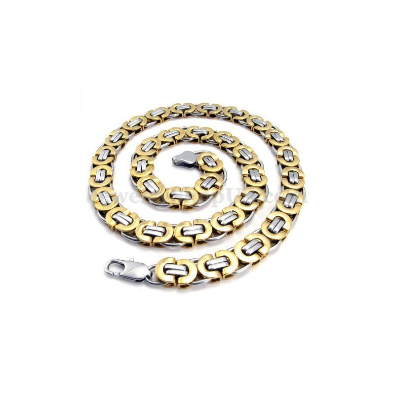 Exquisito Collar De Cadena De Titanio Dorado Para Hombre