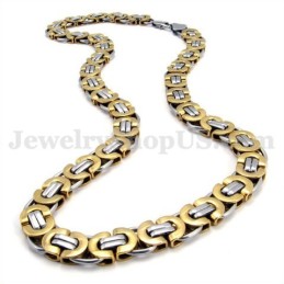 Exquisito Collar De Cadena De Titanio Dorado Para Hombre
