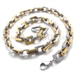 Exquisito Collar De Cadena De Titanio Dorado Para Hombre