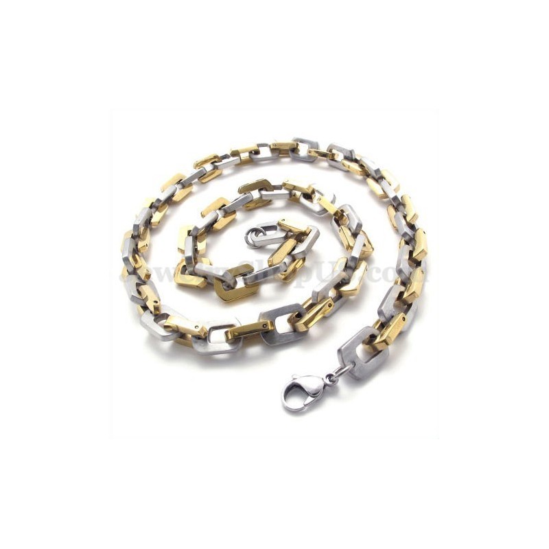 Exquisito Collar De Cadena De Titanio Dorado Para Hombre