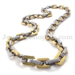 Exquisito Collar De Cadena De Titanio Dorado Para Hombre