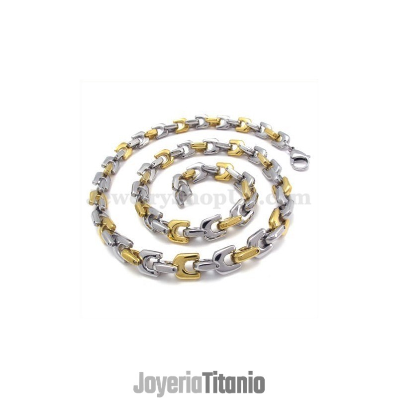 Cadena De Collar De Titanio Para Hombre, De Oro Y Moda