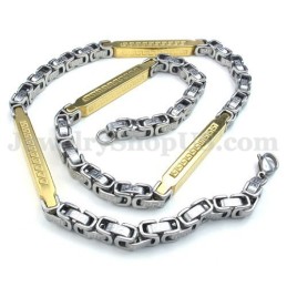 Cadena De Collar De Titanio Para Hombre, De Plata Y Oro