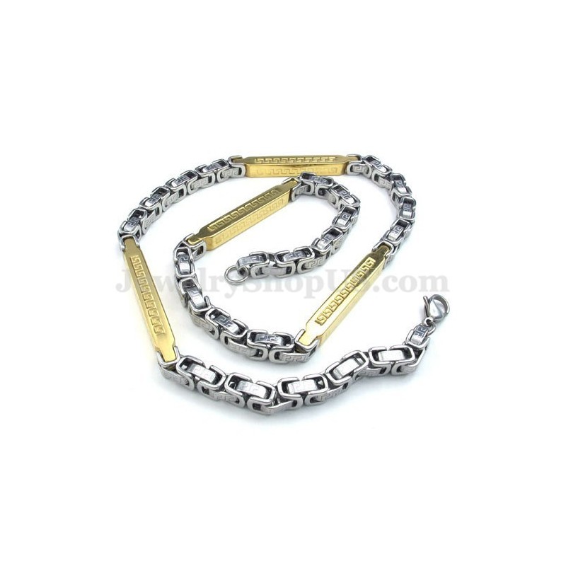 Cadena De Collar De Titanio Para Hombre, De Plata Y Oro