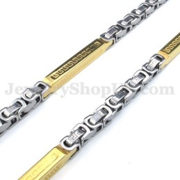 Cadena De Collar De Titanio Para Hombre, De Plata Y Oro