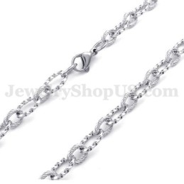 Cadena De Collar De Titanio Para Hombre, De Plata Sencilla