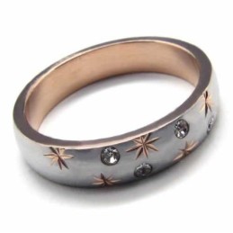 Anillo De Corte De Titanio Y Oro De 4 Mm Con Diamantes Incrustados