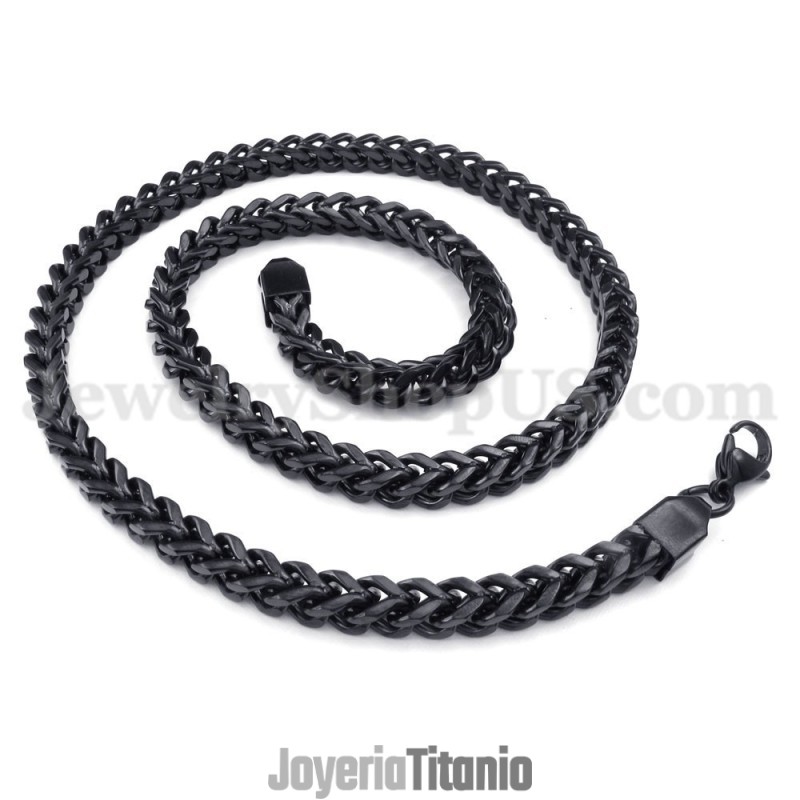 Exquisito Collar De Cadena De Titanio Negro Para Hombre