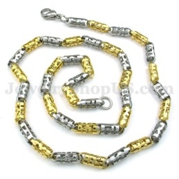 Exquisito Collar De Cadena De Titanio Dorado Para Hombre