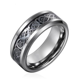 Anillos De Tungsteno Con Personalidad De Moda Masculina Con Patrones De Dragón