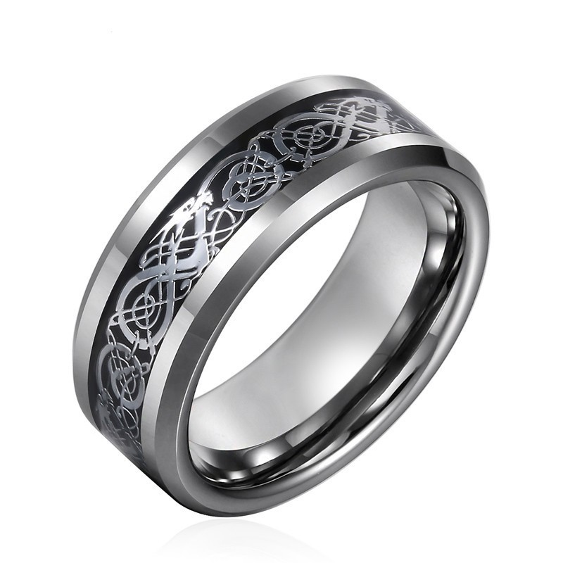 Anillos De Tungsteno Con Personalidad De Moda Masculina Con Patrones De Dragón Anillos De Tungsteno Con Personalidad De Moda Masculina Con Patrones De Dragón
