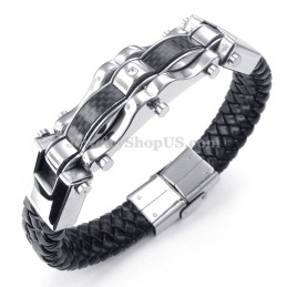 Exquisitas Pulseras De Titanio Dorado Y Negro Para Hombre