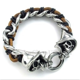 Pulsera De Cuero De Titanio Con La Muerte Para Hombre